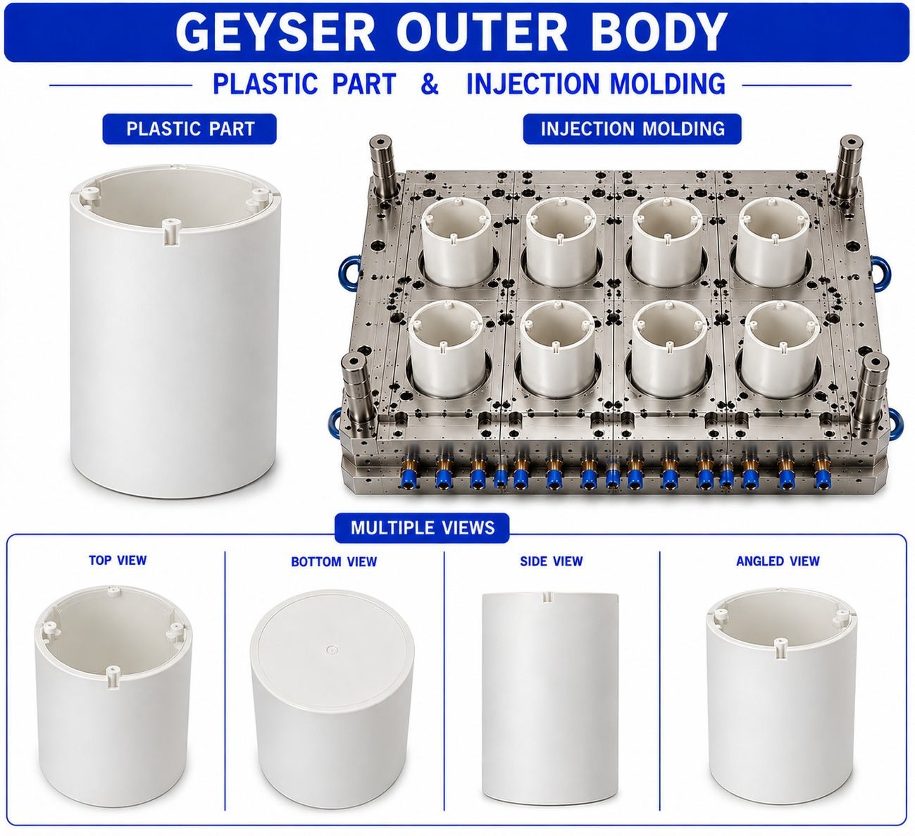 Geyser Plastic Outer Body Mould and Moulding Service